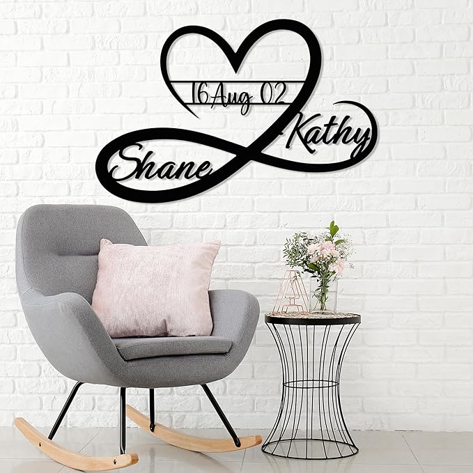 Personalized Valentines Metal Wall Sign, Custom Infinity Heart Love Couple Name Sign, Valentine's Wedding Gifts for Couples, Metal Engagement Sign, Home Decoration, Gift for Anniversary