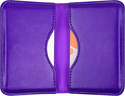 Wisdompro Business Card Holder, 2-Sided PU Leather Folio Name Card Holder Wallet Case with Magnetic Shut for Men and Women, Ultra Slim and Thin