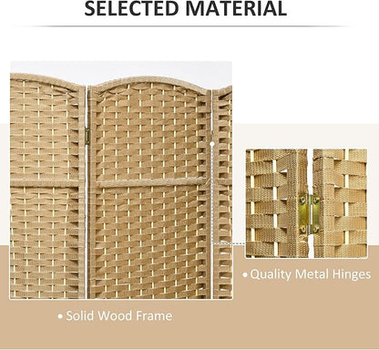 HOMCOM Room Divider, 6 Panel Folding Privacy Screen, 5.6' Tall Freestanding Wall Partition for Home Office, Bedroom, Nature Wood