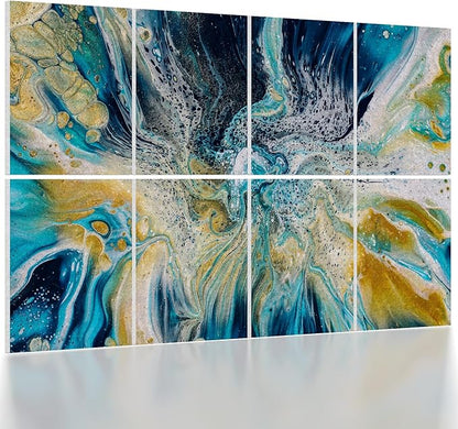 UMIACOUSTICS 8 Pcs 0.7Inch Thick Art Acoustic Panels, Total 47.2” x 31.5” Decorative Sound Absorbing Art Panels, Acoustical Wall Panels for Home, Office, Hotel, Lakeland Blue-Ripple