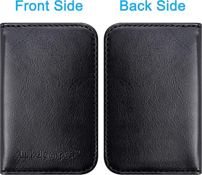 Wisdompro Business Card Holder, 2-Sided PU Leather Folio Name Card Holder Wallet Case with Magnetic Shut for Men and Women, Ultra Slim and Thin