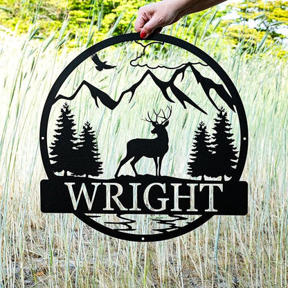 Custom Deer Outdoor Cabin Sign | Mountain Decor | Hunting Gift for Men | Outdoor for Men | Custom Deer Name Sign | Buck Deer Hunter Gift | Deer Name Sign | Fathers Day Gift | Gift for Him | Cabin Sign