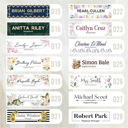 Acrylic Desk Name Plate Personalized with Wooden Base - 28 Backgrounds - Custom Name Plate for Desk, Office Decor, Teacher Appreciation Gifts