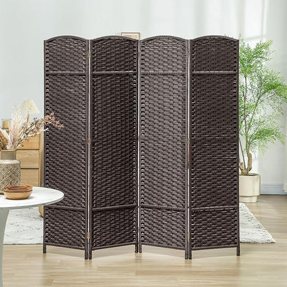 HOMCOM Room Divider, 4 Panel Folding Privacy Screen, 5.6' Tall Freestanding Wall Partition for Home Office, Bedroom, Brown