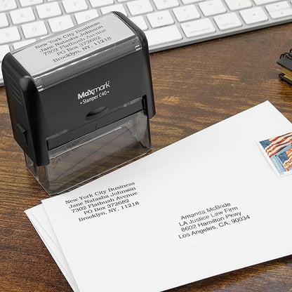 Custom Self Inking Rubber Stamp - Up to 3 Lines of Text - Choose from 15 Ink Colors - Small Size