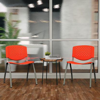 5 Pack 880 lb. Capacity Orange Plastic Stack Chair | Comfortable Seating with Durable Design