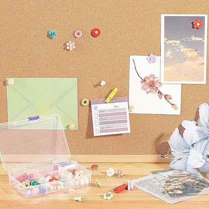 78 Pieces Push Pins Set Cute Thumb Tacks Decorative Flower Push Pins for Wall Cork Board Bulletin Boards with Storage Box