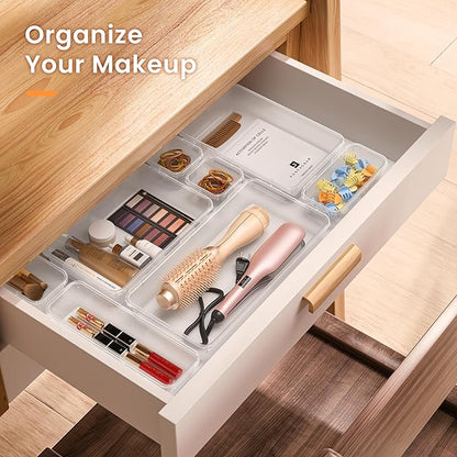 A-LuGei 【Military Grade】 Drawer Organizer, 【𝟱𝗦𝗶𝘇𝗲】 Makeup organizer, 【Holds 177 Items】 Bathroom Organizers and Storage, Organization and Storage, Desk Drawer Organizer for Bathroom Vanity
