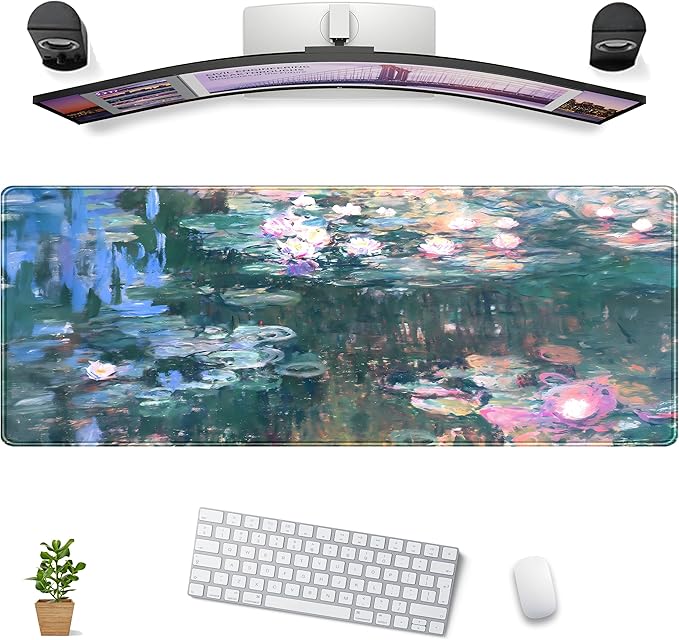 Desk Mat Cute Abstract Oil Painting Mouse Pad Boho Floral Desk Pad XL Large Extended Mousepad Desk Matt for Desktop, Computer Keyboard and Mouse Mat for Women Office Decor Accessories 31.5x11.8 in