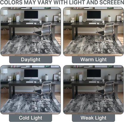 Office Chair Mat for Hardwood Tile Floor, Abstract 48"X 60" Desk Mats for Office Chair on Rolling Chairs Carpet, Desk Anti-Slip 1/5" Thick Rug for Computer Chair, Thin Low-Pile Floor Mat, Dark