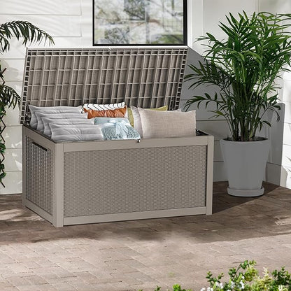 Yardgrace 320 Gallon Lockable Resin Deck Box, Waterproof & UV-Resistant Outdoor Storage Box for Outdoor Cushion Storage, Garden Tools & Pool Accessories Storage, Gray