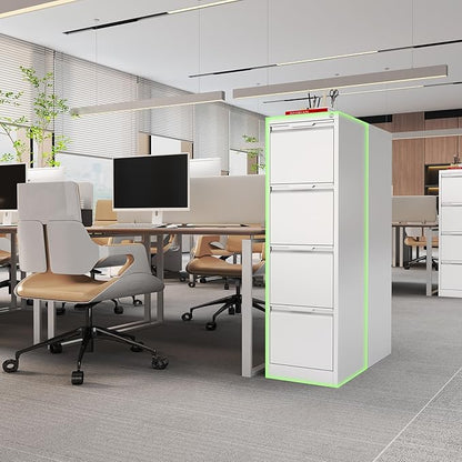 4-Drawer File Cabinet with Lock,Metal Vertical Filing Cabinets for Home Office,Under Desk File Cabinets for Letter/Legal/A4 Size Files,Easy Assemble