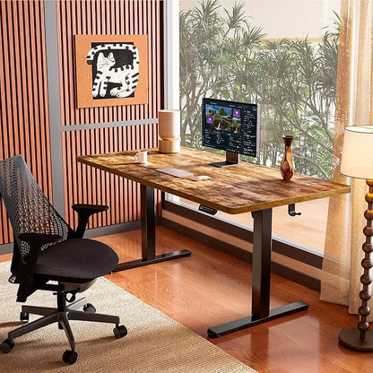 ErGear Electric Standing Desk, 44 x 24 Inches Height Adjustable Stand up Desk, Sit Stand Home Office Desk, with Two-Piece Desktop (Vintage Brown)