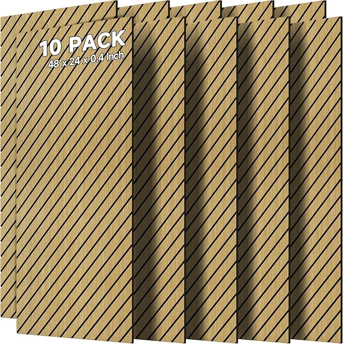 10 Pack Art Acoustic Panels, 47.2” x 23.6” Soundproof Wall Panels with Wood-Look,Sound Absorbing & Echo Absorption, Soundproof Tiles,Sound Dampening Panels for Home,Studio,Office