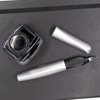 Pelikan Twist Fountain Pen with 1 Ink Cartridge, Medium Nib, Silver, Boxed (947101)