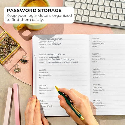 Clever Fox Password Book with alphabetical tabs. Internet Address Organizer Logbook. Large Password Keeper for Website Logins (Wine Red)