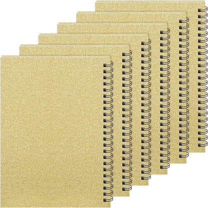 Yahenda 6 Pcs Spiral Notebook Bulk A5 Journal Lined 8.3'' x 5.5'' Writing Composition Paper Small Notepad Subject Notebook for Students Office Business Back to School Supplies (Light Gold)
