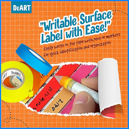 DEART 6 Pcs Colored Masking Tape, Extra Long 1008 Feet or 360 Feet x 1 Inch Painters Tape, Color Painter Tape for Arts & Crafts Labeling or Coding, Art Supplies (360 ft)