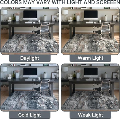 Office Chair Mat for Hardwood Tile Floor, Abstract 36"X 60" Desk Mats for Office Chair on Rolling Chairs Carpet, Desk Anti-Slip 1/5" Thick Rug for Computer Chair, Thin Low-Pile Floor Mat, Dark Gray