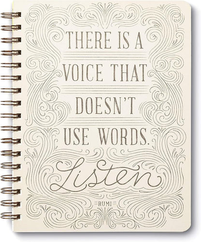 Compendium Spiral Notebook - There is a voice that doesn't use words. Listen. — A Designer Spiral Notebook with 192 Lined Pages, College Ruled, 7.0”W x 9.25”H