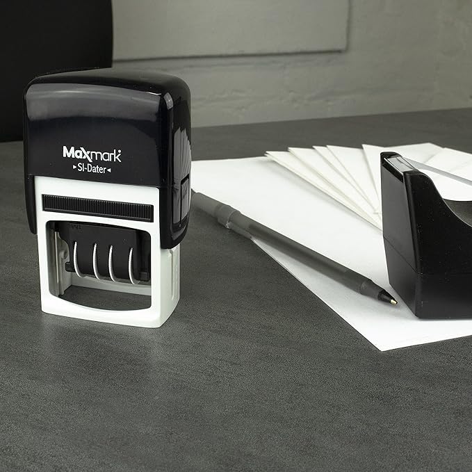 MaxMark Office Self Inking Date Stamp with Phrase Mailed - Red Ink