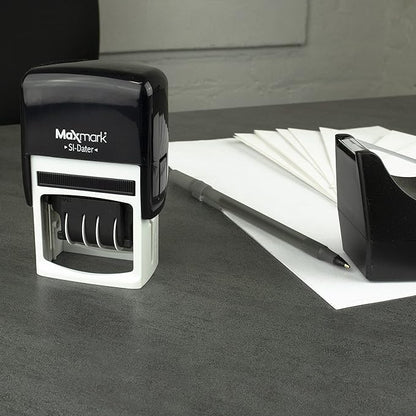 MaxMark Office Self Inking Date Stamp with Phrase Mailed - Red Ink