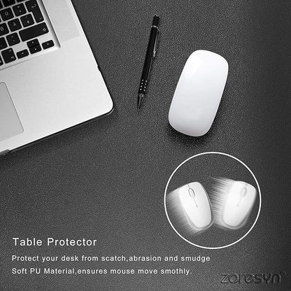 ZORESYN XL Large Desk Pad (47.2" x 15.8") - PU Leather Office Desk Mat for Keyboard and Mouse - Waterproof Surface with Nonslip Base - Black Extended Mouse Pad for Home & Office