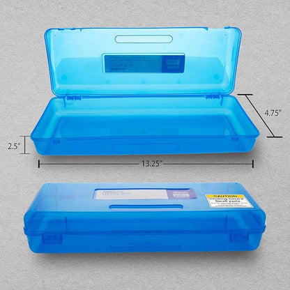 BAZIC PRODUCTS Bright Color Ruler-Length Pencil Box, 4-Set | 13 3/8 x 5 3/8 x 2 1/2 in, snap-latch lid for long supplies