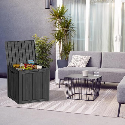 Yardgrace 30 Gallon Waterproof Outdoor Storage Box - All-Weather Deck Box for Patio & Pool, Lockable Resin Patio Deck Box with UV Protection, Matte Black