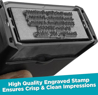 Custom Self Inking Rubber Stamp - Up to 4 Lines of Text - Choose from 15 Ink Colors - Medium Size