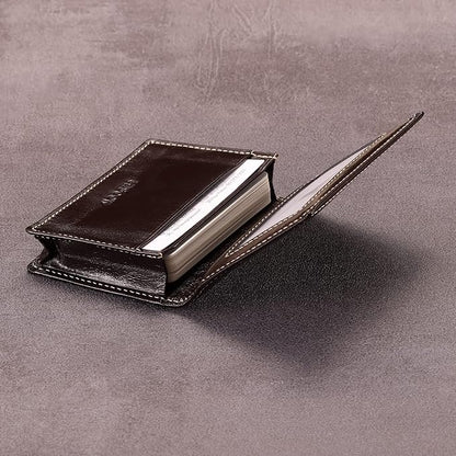 Leather Business Card Case Holder for Men & Women, Italian Calfskin