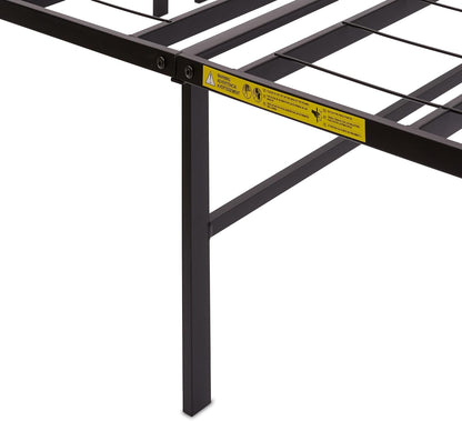 Bed Frame with Storage, Foldable Metal Platform, Sturdy Steel, No Box Spring Needed, 14-Inch High, Tool-Free Setup, Queen Size, Black
