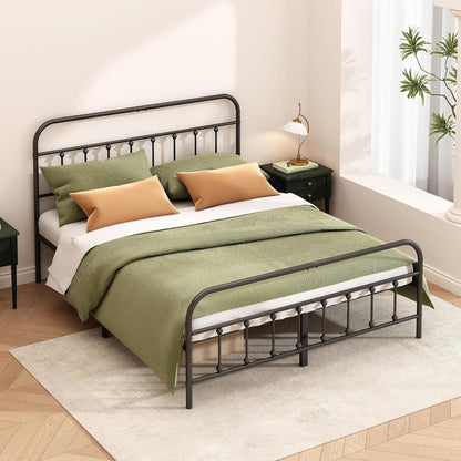 Metal Bed Frame - Structurally Stable Heavy Duty Steel Slat Supported King Bed Frames,No Box Spring Needed for Easy Removal and Transport.