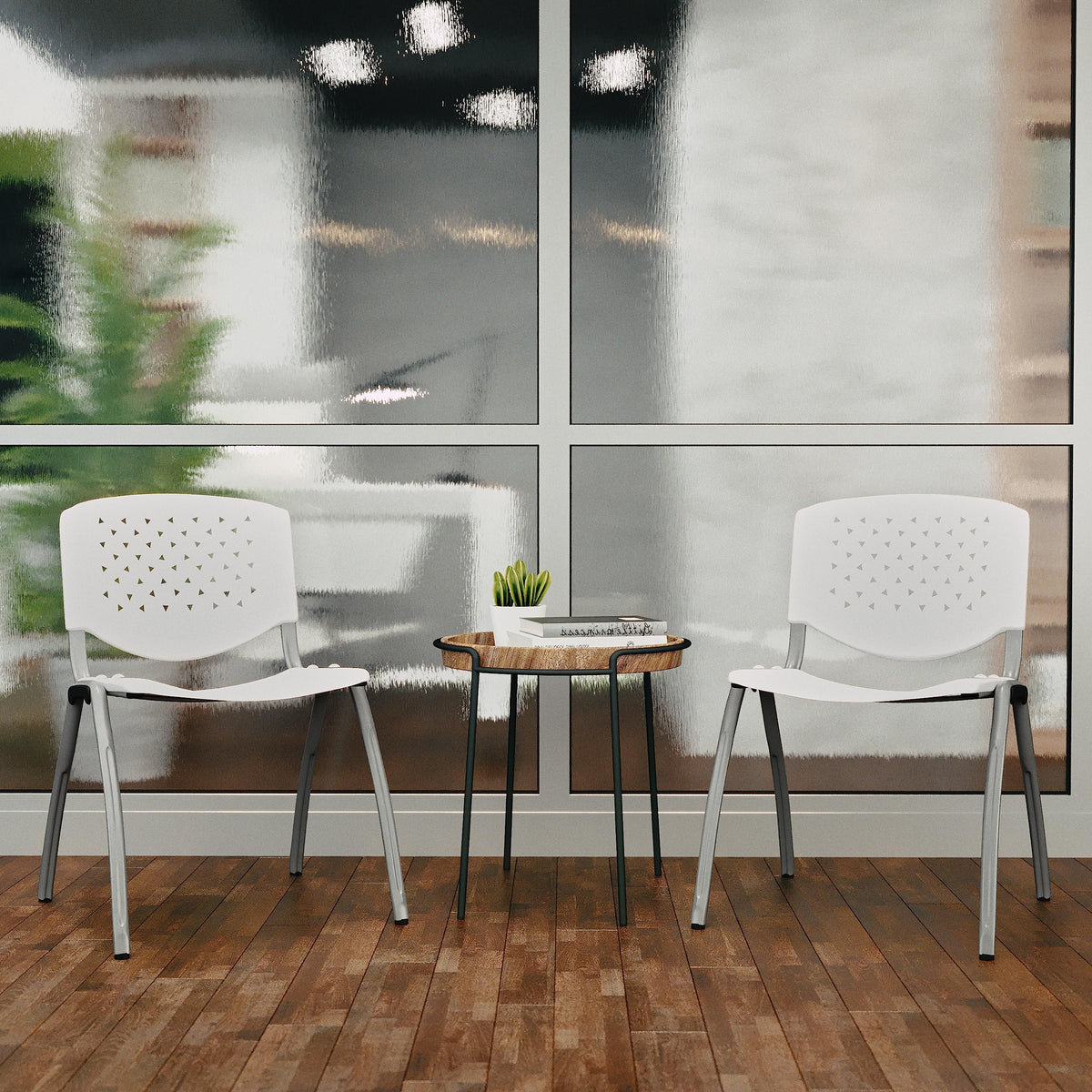 5 Pack 880 lb. Capacity White Plastic Stack Chair | Comfortable Seating with Durable Design