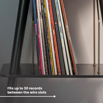 Manchester Record Player Stand, Media Console with Vinyl Storage, Modern Home Organizer, Black