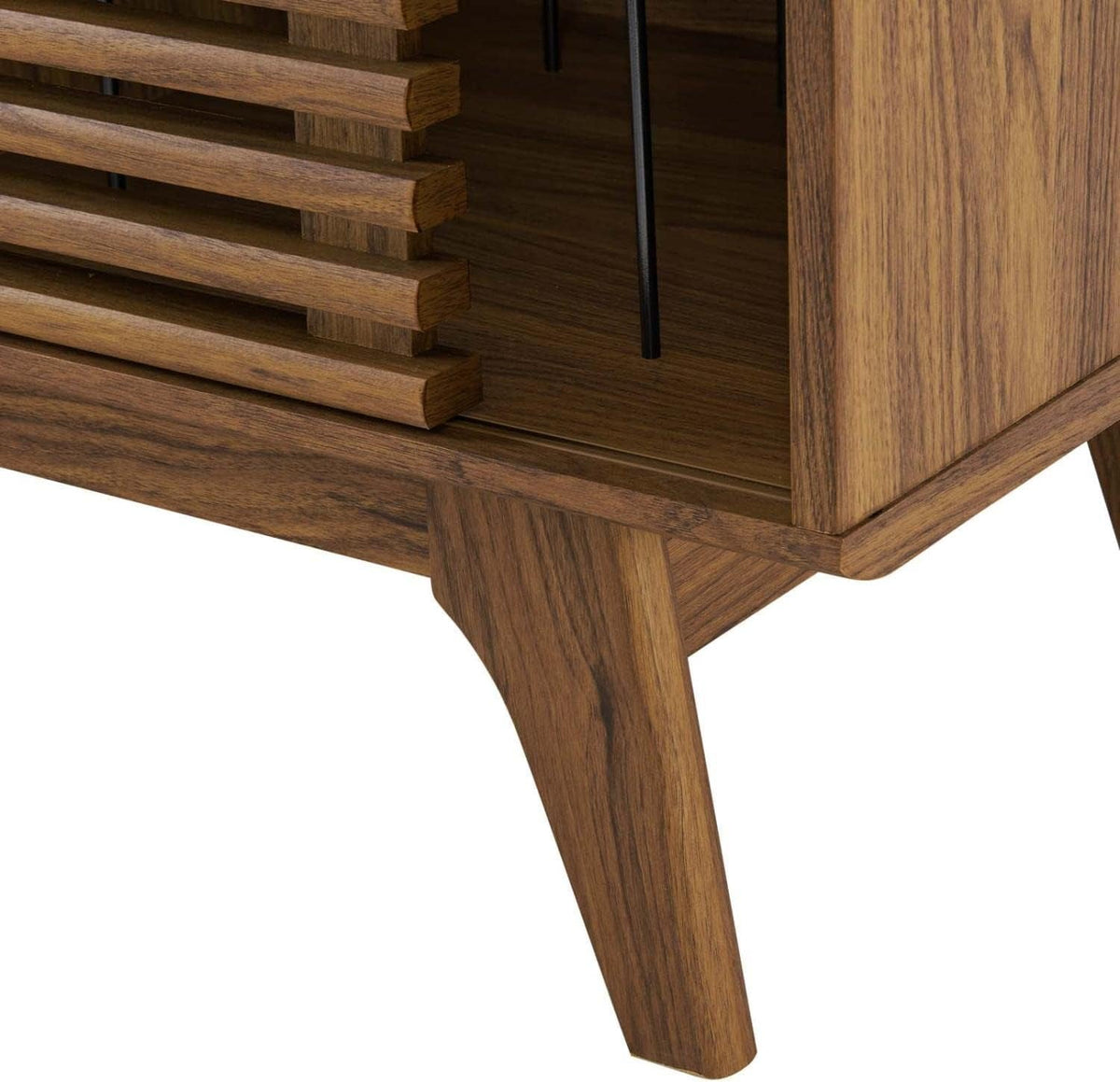 Render Mid-Century Modern 37" Vinyl Record Display Stand in Walnut, 37 Inch