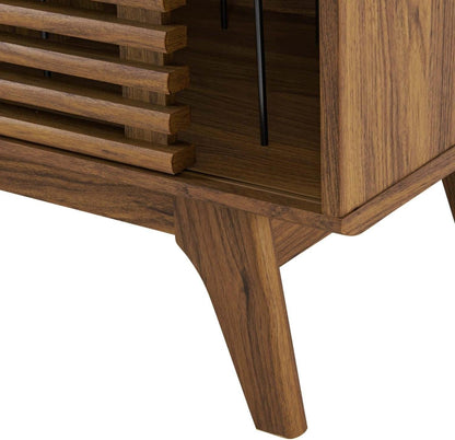 Render Mid-Century Modern 37" Vinyl Record Display Stand in Walnut, 37 Inch