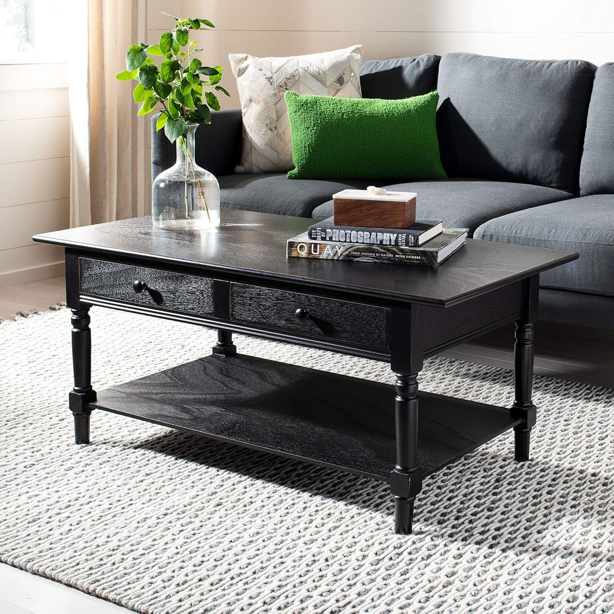 Home Collection Boris Distressed Black Coffee Table