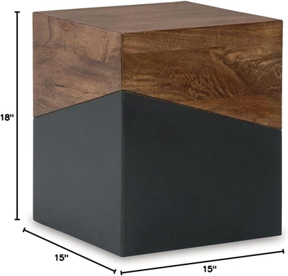 Eclectic Accent End Table, Brown & Gunmetal