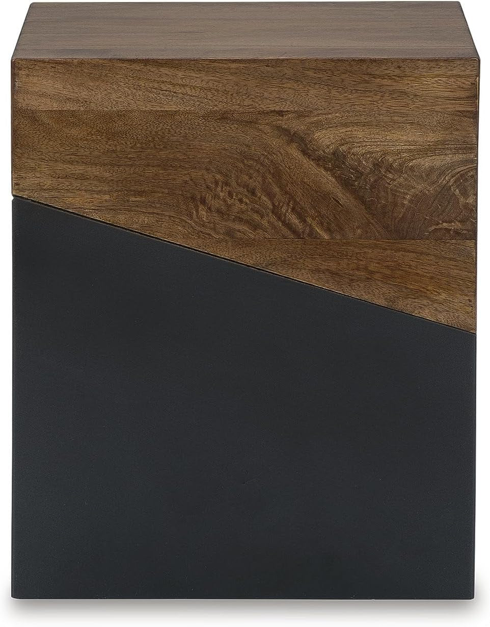 Eclectic Accent End Table, Brown & Gunmetal