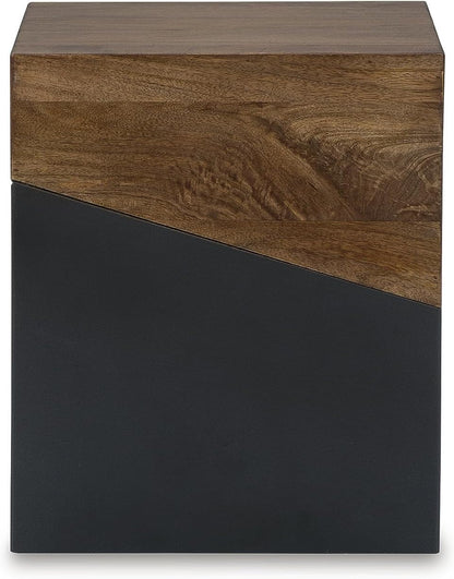 Eclectic Accent End Table, Brown & Gunmetal