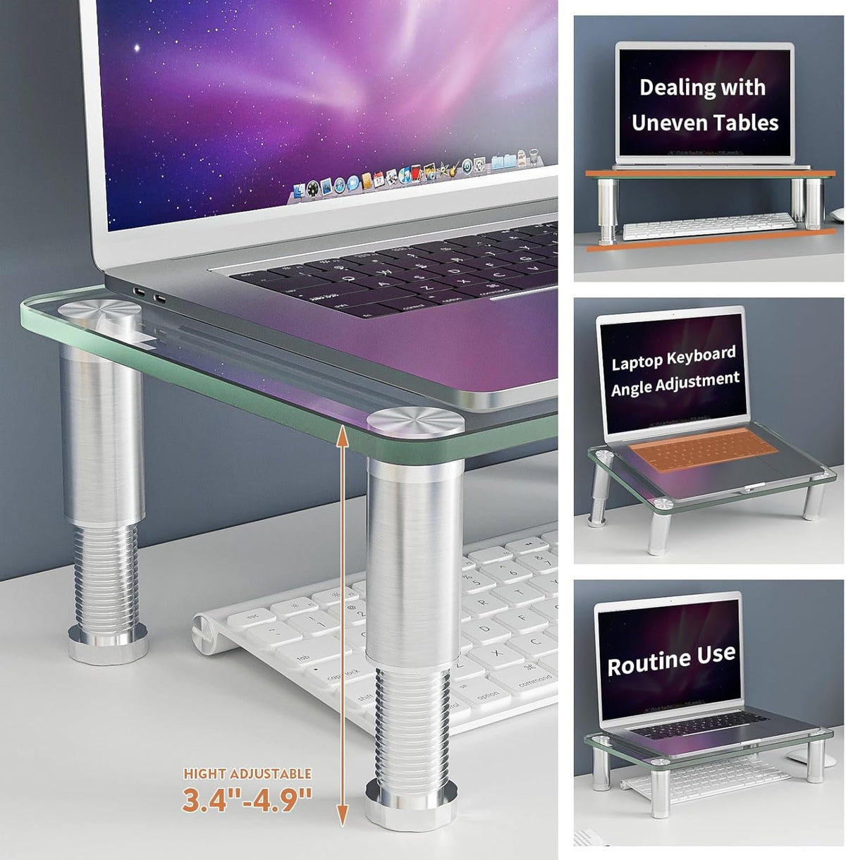 2 Pack Computer Monitor Riser with Height Adjustable Multi Media Desktop Stand for Flat Screen LCD LED TV, Laptop/Notebook/Xbox One