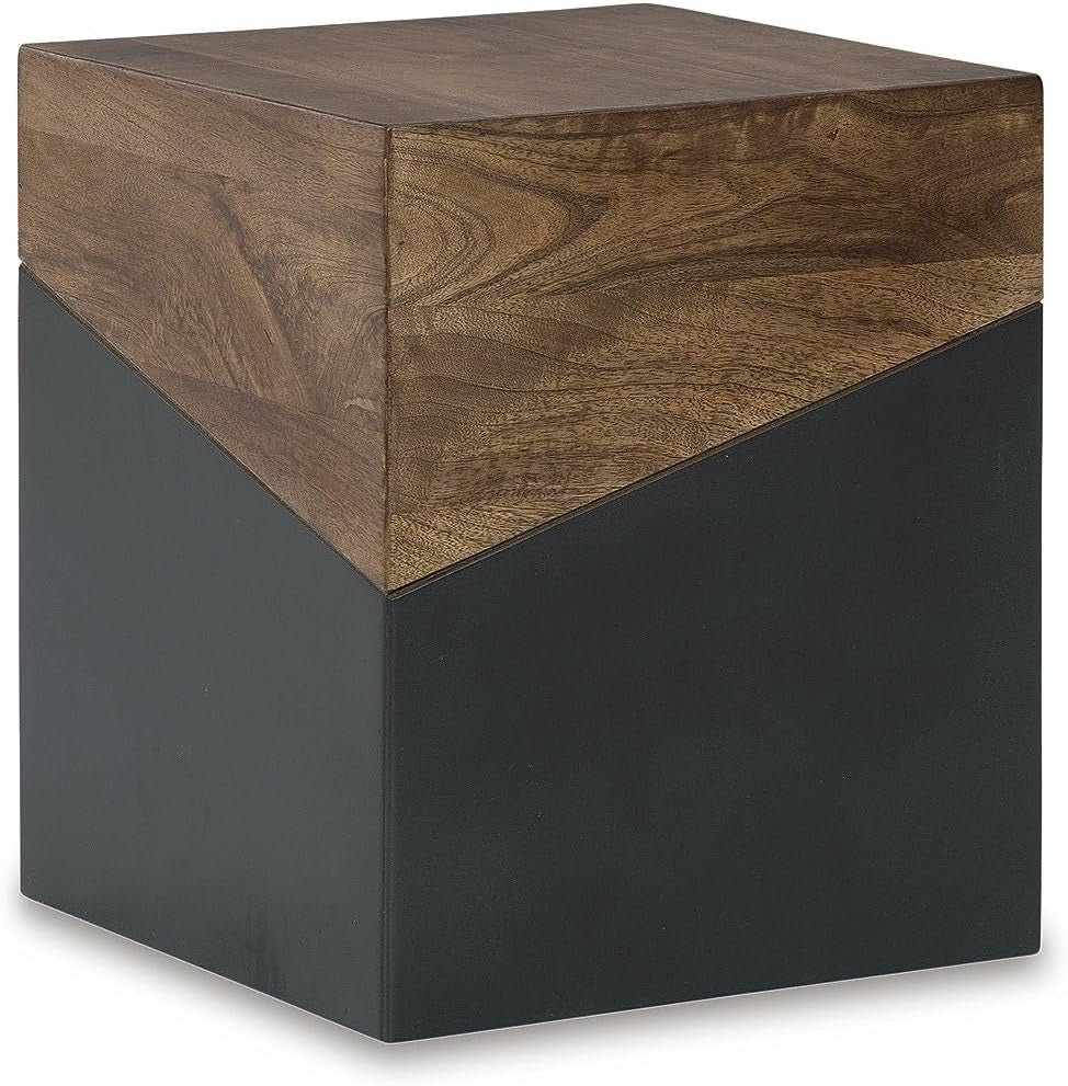 Eclectic Accent End Table, Brown & Gunmetal