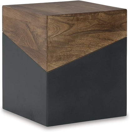 Eclectic Accent End Table, Brown & Gunmetal
