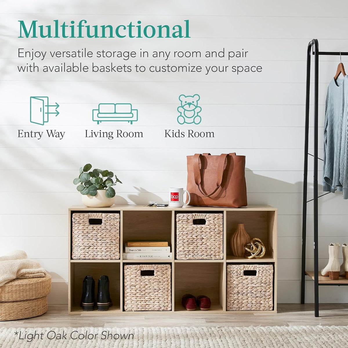 8-Cube Storage Organizer, 11In Shelf Opening, Bookcase, Display Shelf, Customizable W/ 3 Removable Back Panels – White