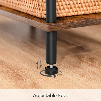 End Table, Small Side Table, Nightstand with 2-Layer Storage Shelves, Sofa Table for Small Spaces, Living Room, Bedroom, Stable Frame, Easy Assembly, Rustic Brown BF09BZ01