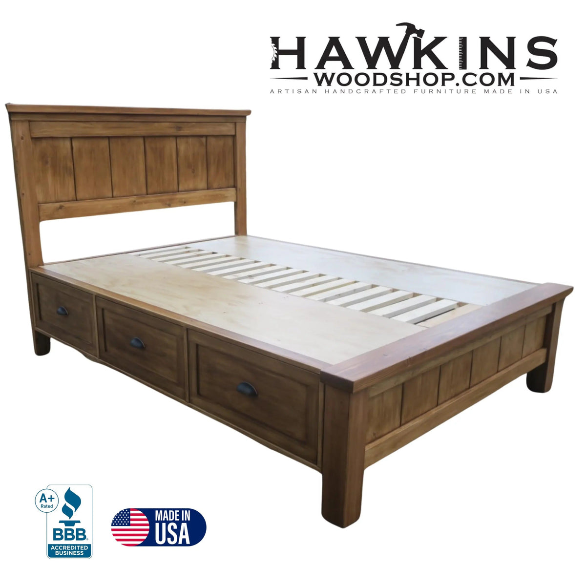 Made in USA, Made to Order, Solid Wood Storage Beds