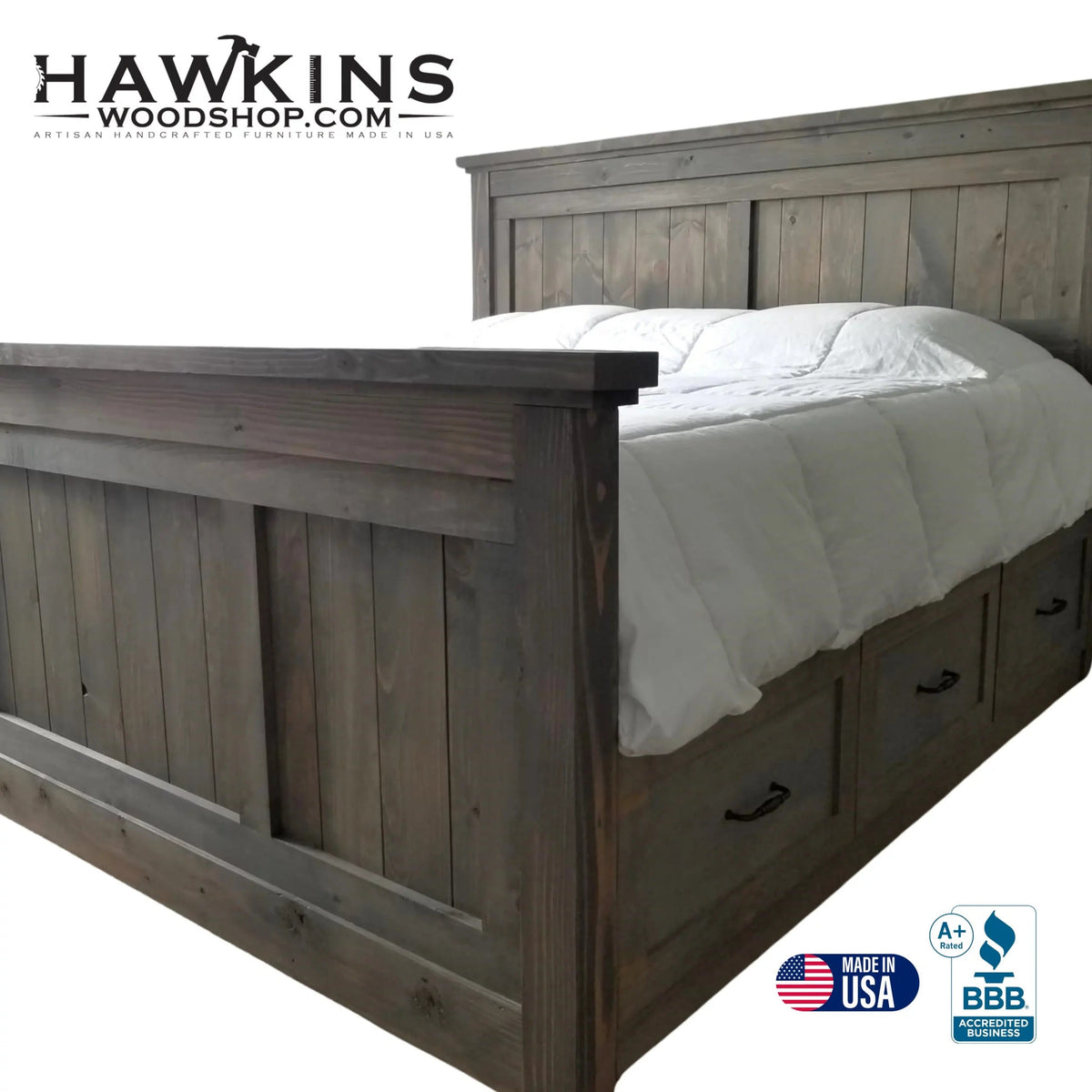 Made in USA, Made to Order, Solid Wood Storage Beds