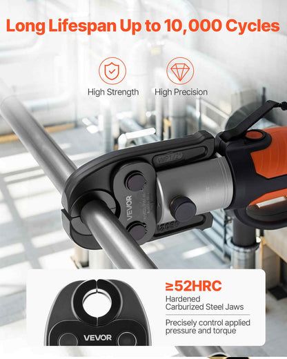 7PCS VMP Pressing Kit 1/2" to 2" - 3PCS Press Jaws, 3PCS Press Rings, 1PCS Actuator - Compatible with Megapress Carbon Steel Pipes, Work with 32KN Standard Press Tools - with Case