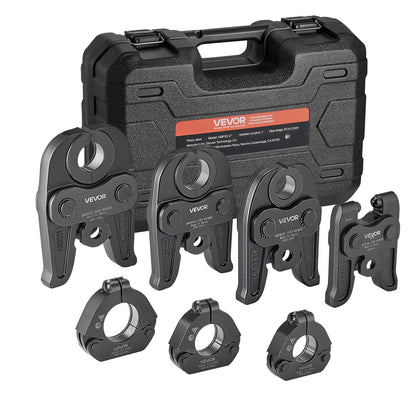 7PCS VMP Pressing Kit 1/2" to 2" - 3PCS Press Jaws, 3PCS Press Rings, 1PCS Actuator - Compatible with Megapress Carbon Steel Pipes, Work with 32KN Standard Press Tools - with Case